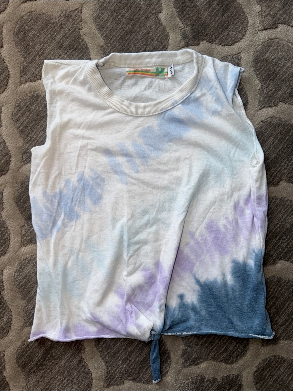 Vintage Havana Kids White Tank with Blue & Purple Tie-Dye